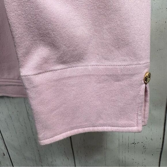 St John Sport By Marie Jacket Stretch Cotton Zipper Gold Detail Soft Pink Pocket - Picture 8 of 15